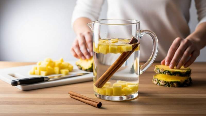 ananas ve tarcinli detoks suyu hazirlanisi