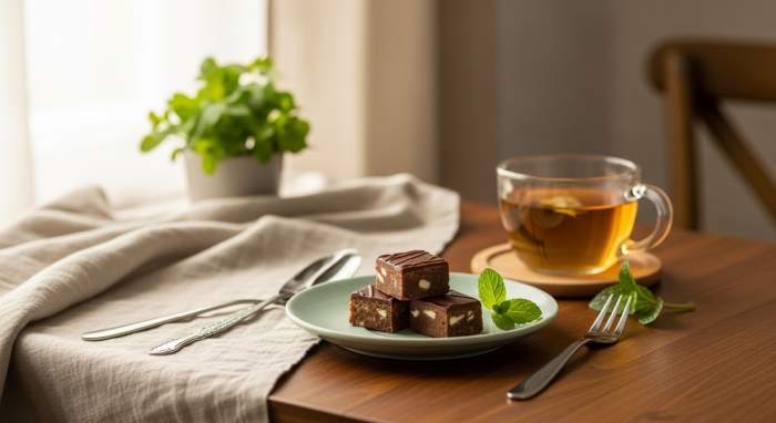 naneli fudge ve olculu tatli molasi