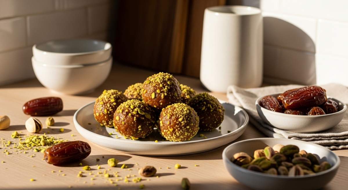 Antep Fıstıklı Hurma Topları Şekersiz Detoks Atıştırmalığı