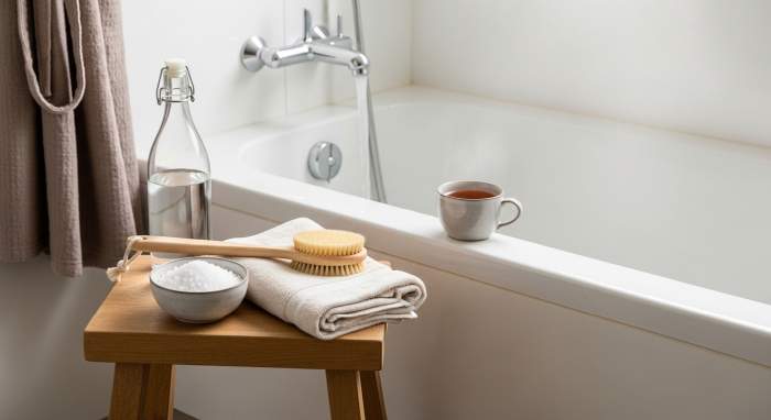 evde spa oncesi banyo hazirligi