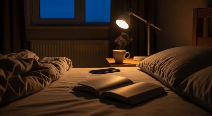 gece ekransiz uyku rutini sahnesi