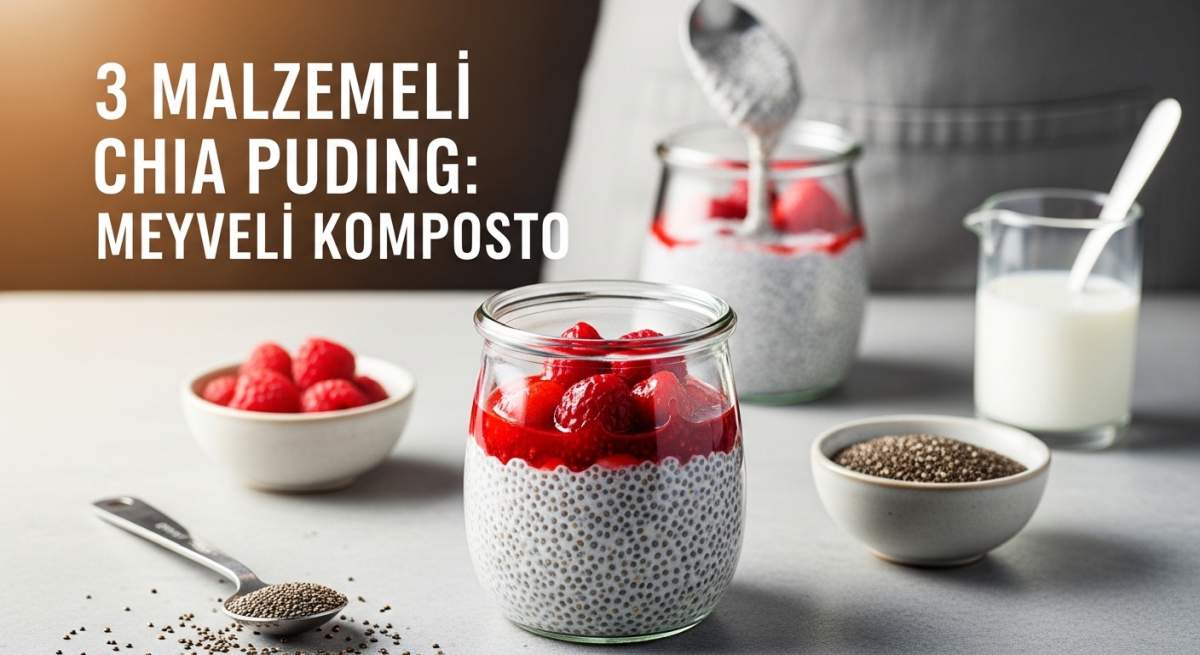 3 Malzemeli Chia Puding: Meyveli Komposto Eşliğinde